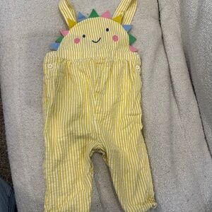 Baby Boden Yellow Striped Sun Overalls, 6-9 months